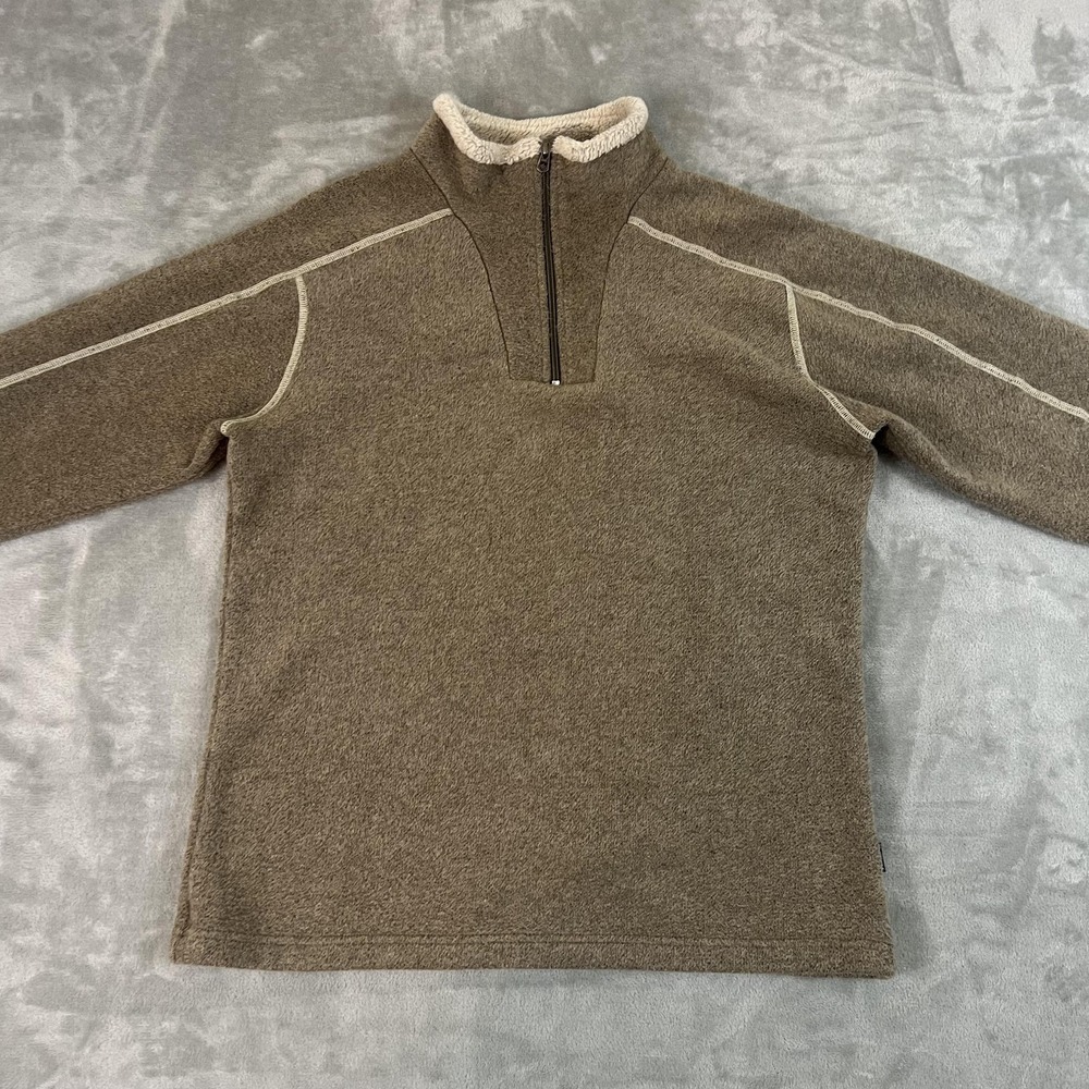Kuhl Sweater Mens Large Brown Alfpaca Fleece 1/4 Zip Outdoor Hiking Pullover - Picture 4 of 12